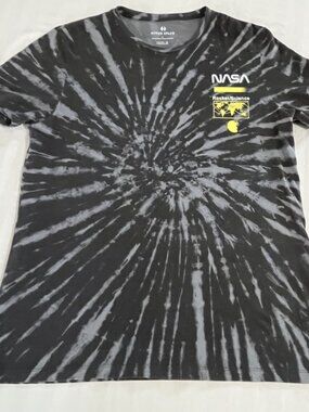 Hyper Space NASA Large (L) Gray/Black Tye Dye Muscle Fit Short Sleeve T-shirt